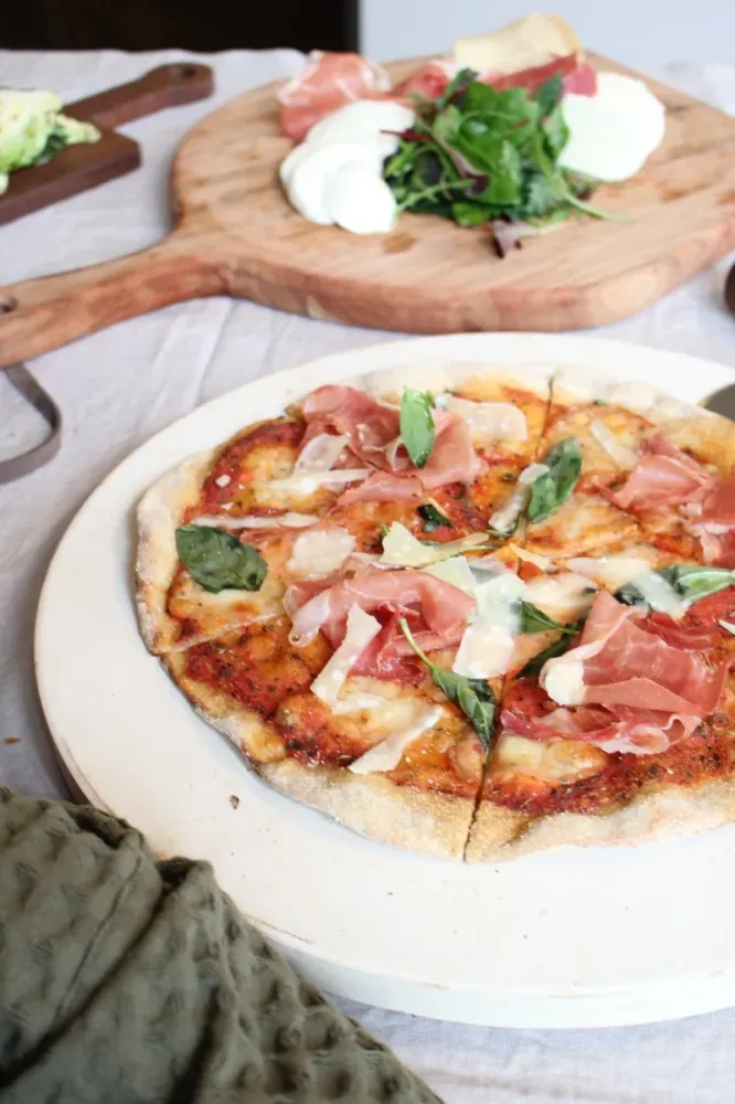 Cordierit pizzasten - Ø: 38 x 2 cm.