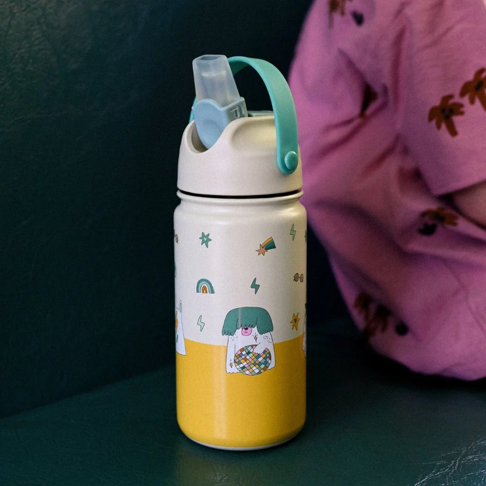 Cotton Cloud børneflaske i rustfrit stål Funky Dogs 420 ml