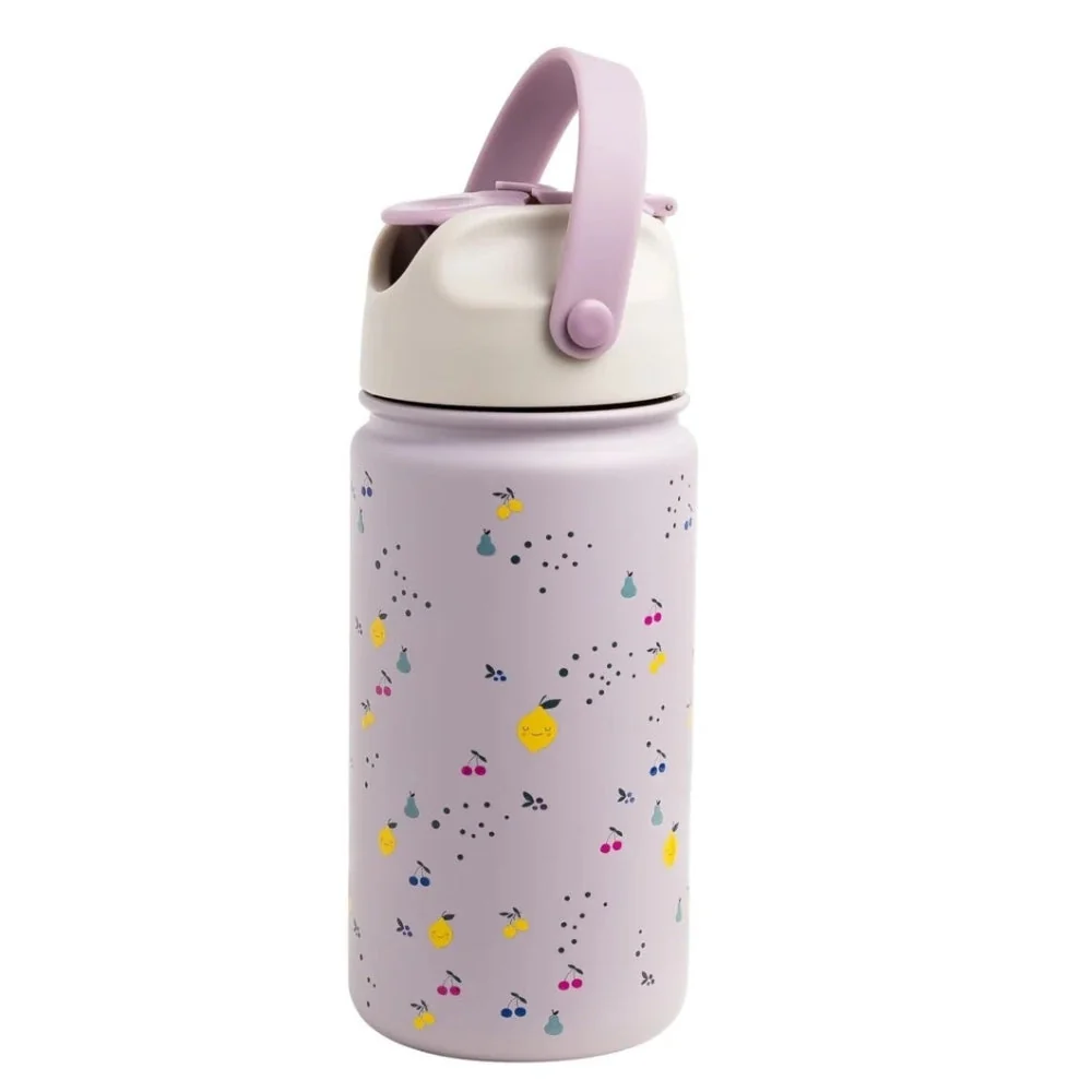 Cotton Cloud børneflaske i rustfrit stål med frugtmotiv, 420 ml