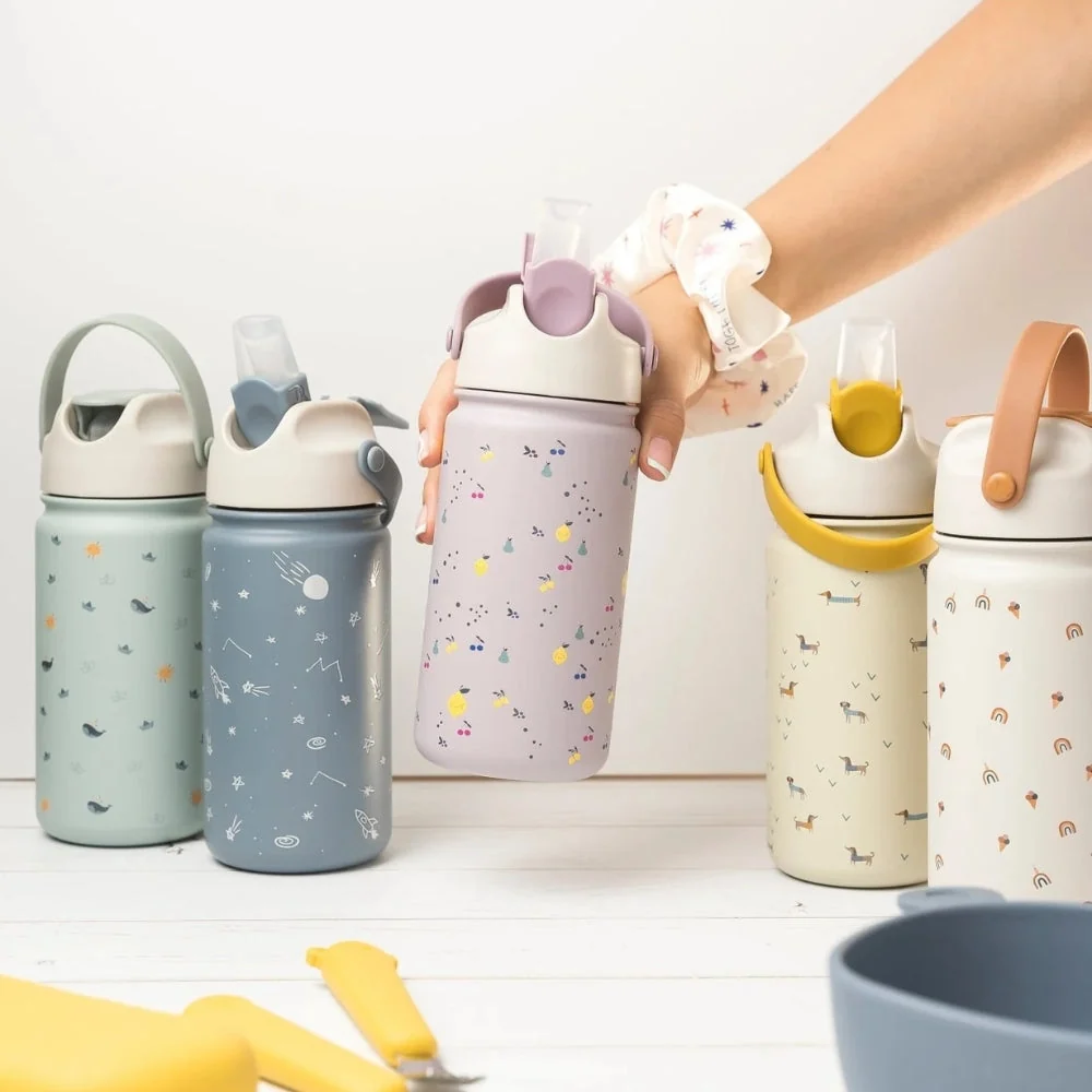 Cotton Cloud børneflaske i rustfrit stål med frugtmotiv, 420 ml