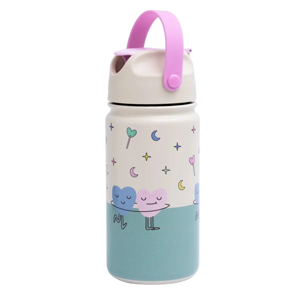 Cotton Cloud børneflaske i rustfrit stål med dansende hjerter, 420 ml