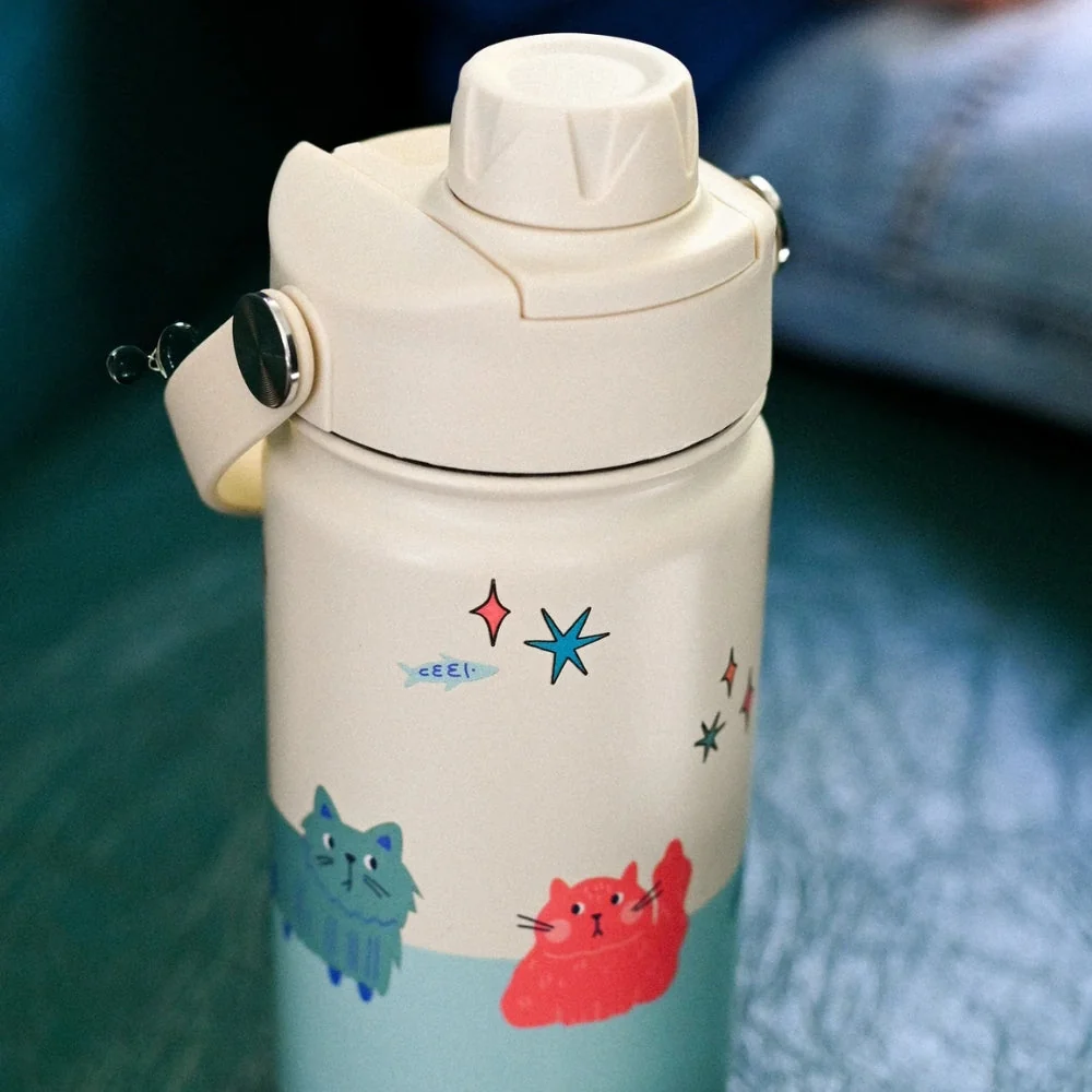 Cotton Cloud børneflaske i rustfrit stål Meowtiful Cats 420 ml