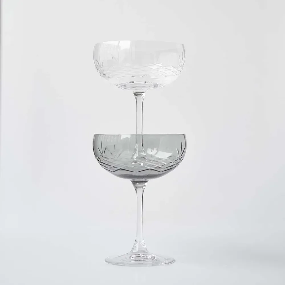 Crispy Dark Gatsby champagneskåle, sort, 2 stk - 33 cl