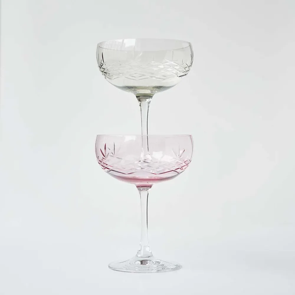 Crispy Topaz Gatsby champagneskåle, pink, 2 stk - 33 cl