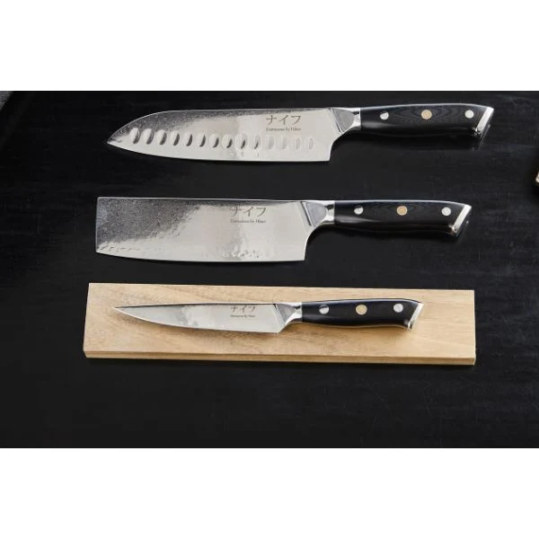 Damascus Hâws Santoku, Grøntsags & Utility kniv - 3 stk.