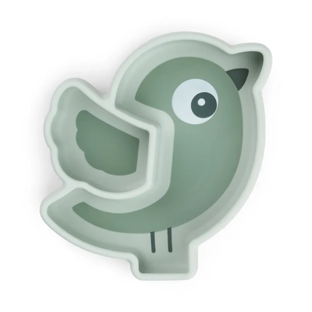 Silikone Stick&Stay snacktallerken - Birdee - Grøn Done by Deer
