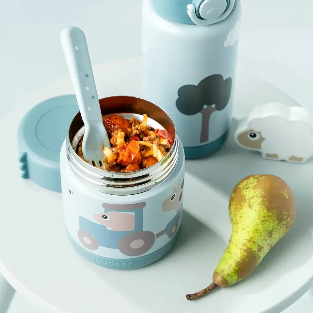 Done Deer Baby Lunch Termokande 300 ml Tiny Farm Blue