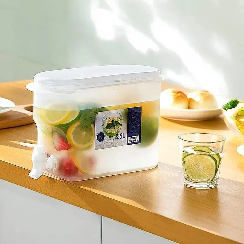 Drikkedispenser i plast med hane - XXL-kapacitet - ideel til køleskabet - frugt-te-kande og limonadeflaske - tilbehør til...