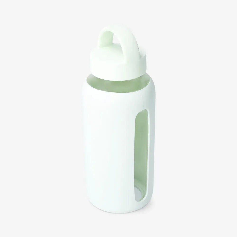 Drikkeflaske i grønt glas med silikonelåg - 800 ml