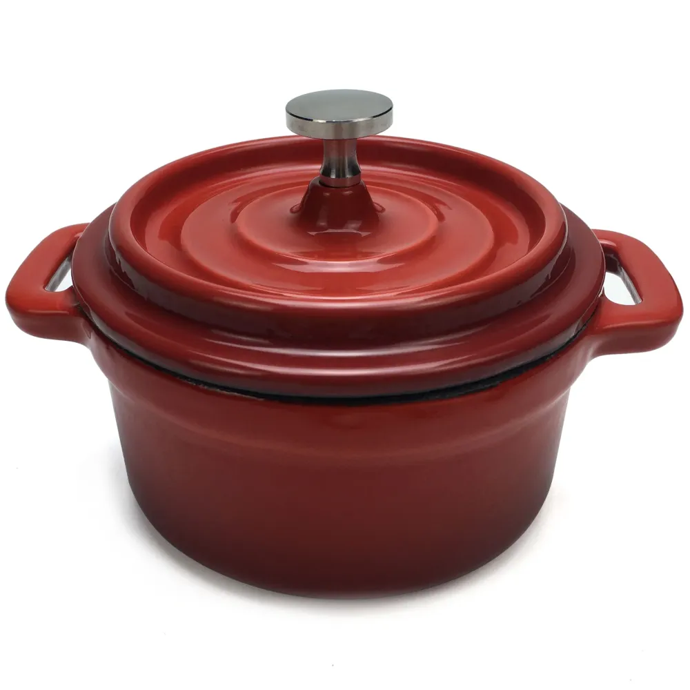 Emaljeret støbejerns Dutch Oven, Cocotte (Lille) - 4" (10 cm) diameter - Rund Rød