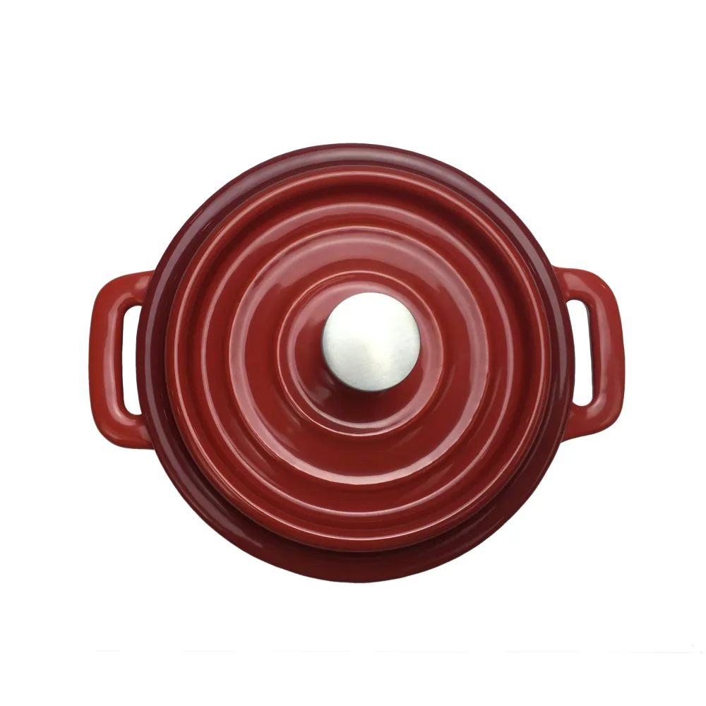 Emaljeret støbejerns Dutch Oven, Cocotte (Lille) - 4" (10 cm) diameter - Rund Rød