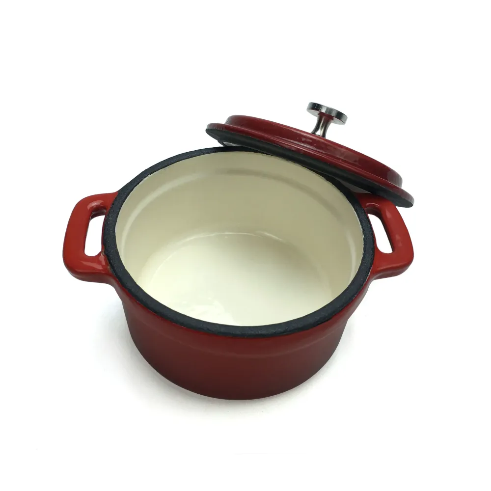 Emaljeret støbejerns Dutch Oven, Cocotte (Lille) - 4" (10 cm) diameter - Rund Rød