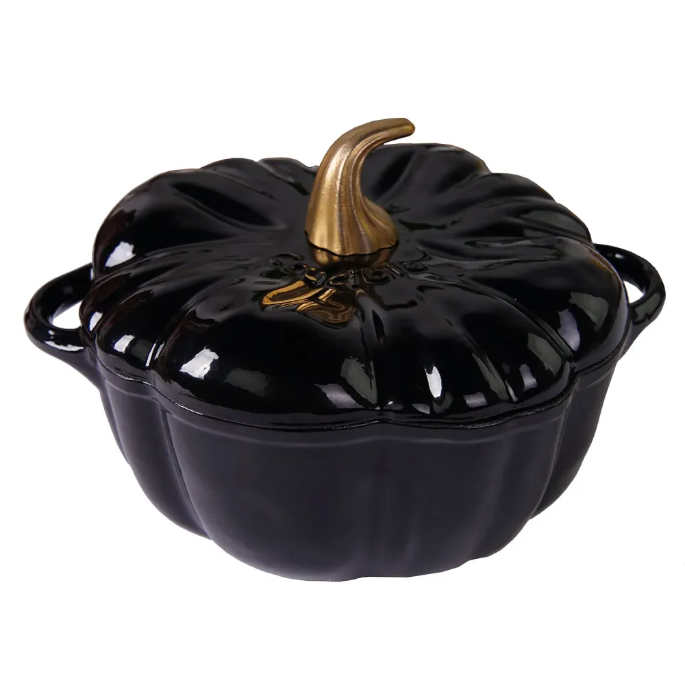 Emaljeret støbejerns græskargryde, Dutch Oven, Cocotte, sort, 2.32 qt (2.2 L)