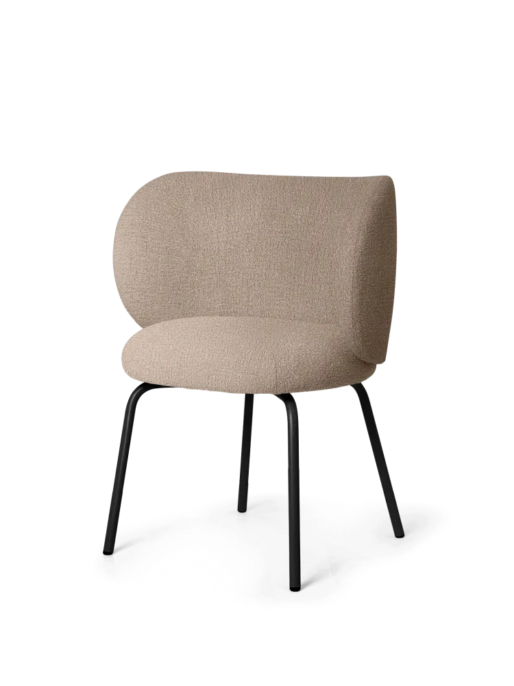 Ergonomic Design Rico Dining Chair - Black - Bouclé - Sand