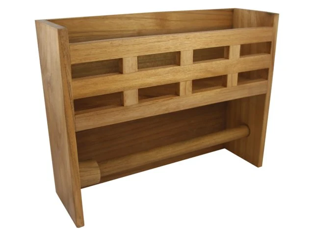 Eude, Opbevaringsstativ med papirholder, Teak, 33x10x25,5 cm