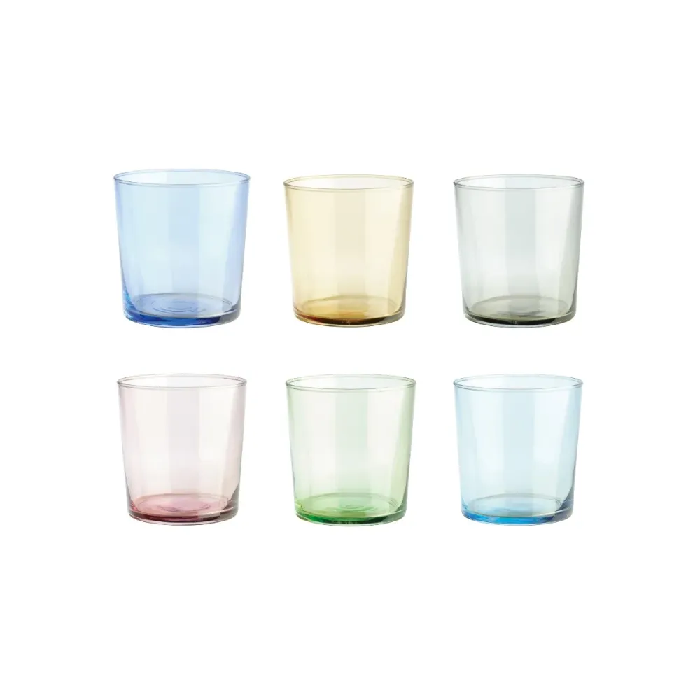 Farvet drikkeglas, 6 stk - 34,5 cl.