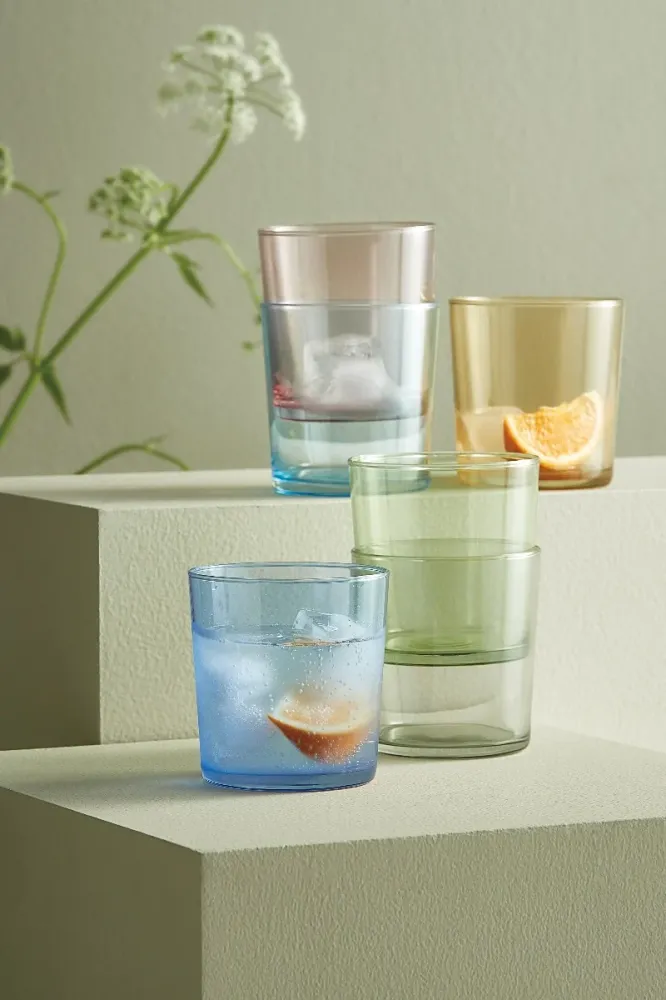 Farvet drikkeglas, 6 stk - 34,5 cl.