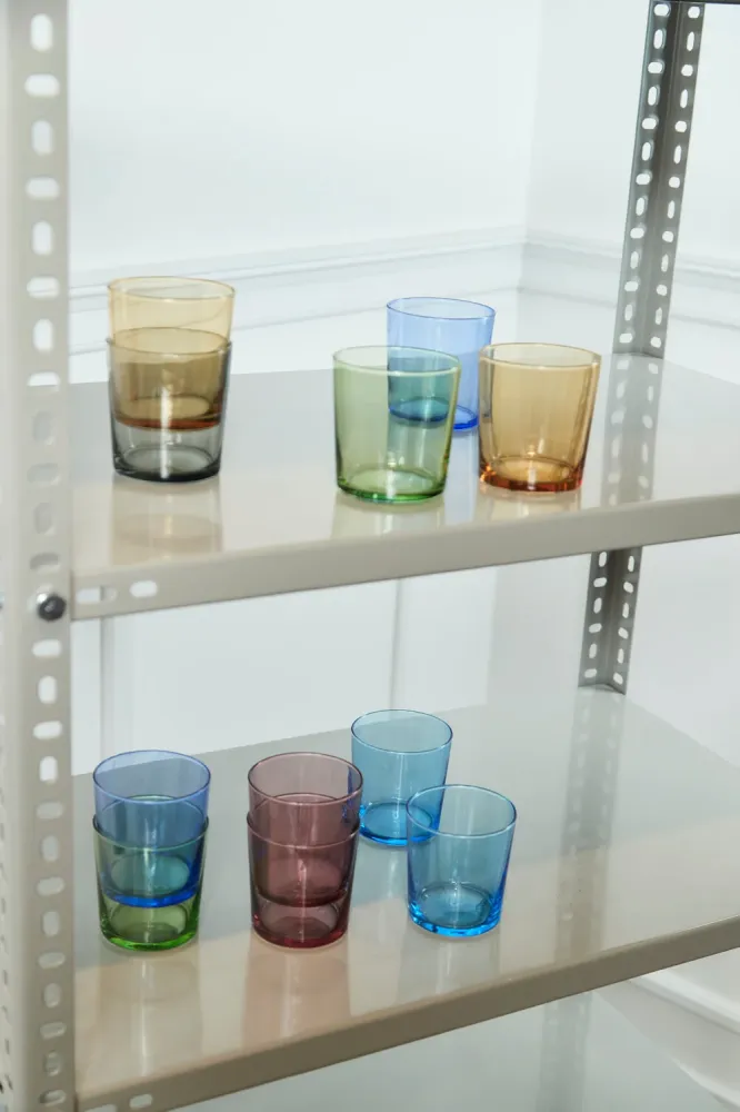 Farvet drikkeglas, 6 stk - 34,5 cl.