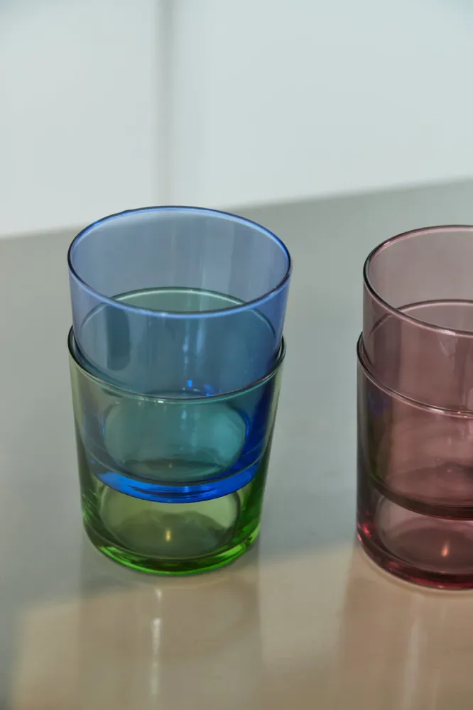 Farvet drikkeglas, 6 stk - 34,5 cl.