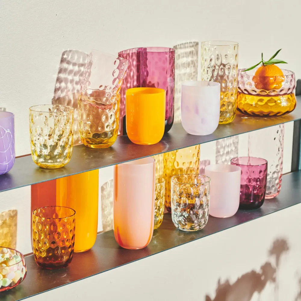 Flow Longdrink glas, orange/prikker - 40 cl.