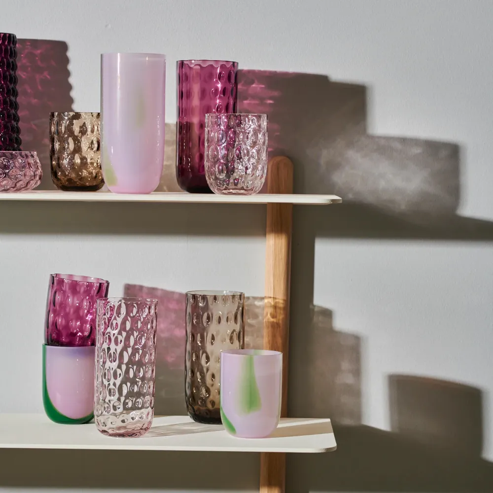 Flow Tumbler glas, Purple/Green Stripes - 25 cl.
