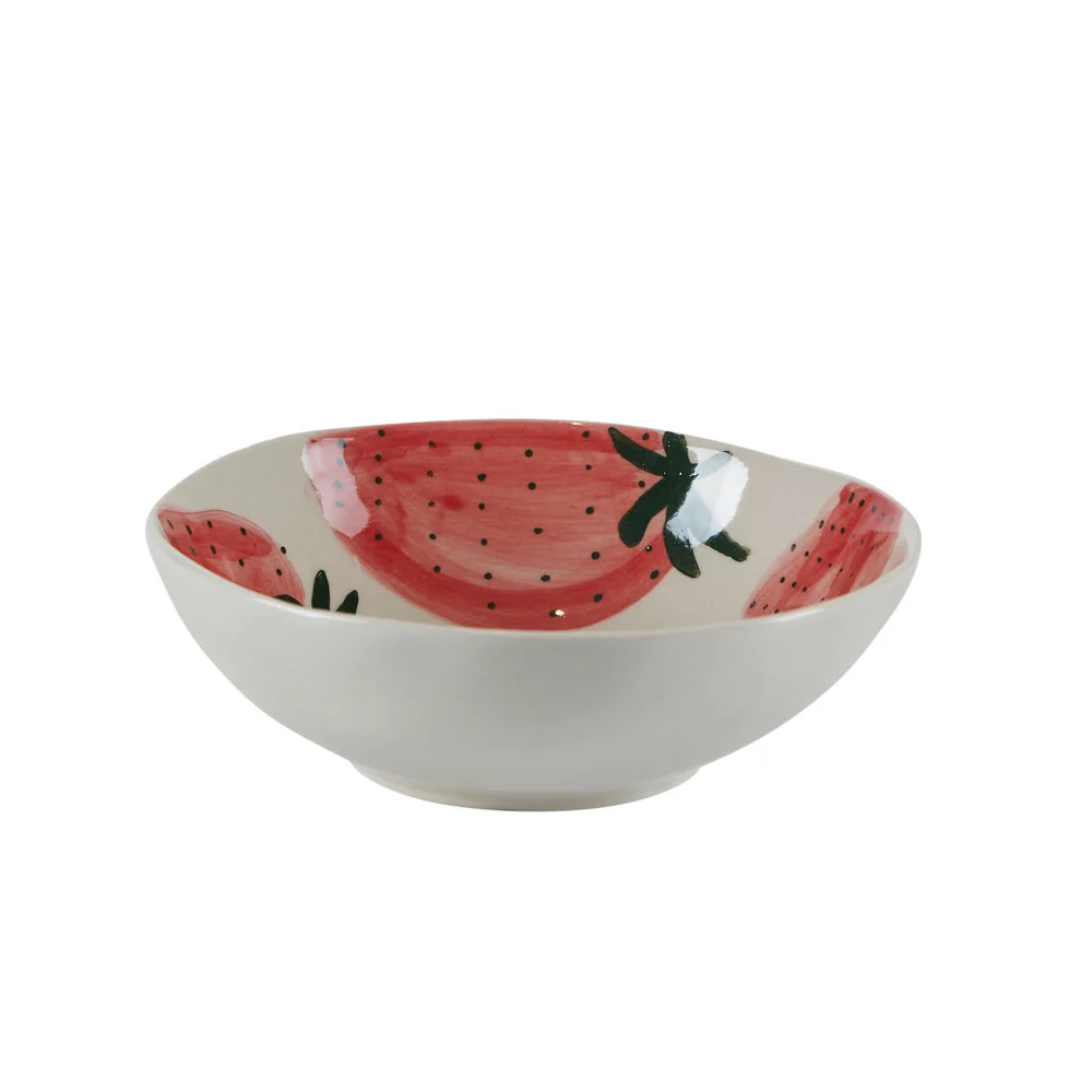 Fruit jordbær skål, hvid/rød - Ø13 cm
