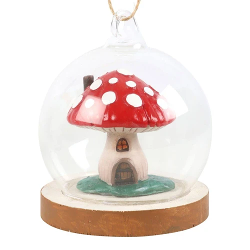 Gnome Sweet Gnome Mushroom Glass Dome Decoration