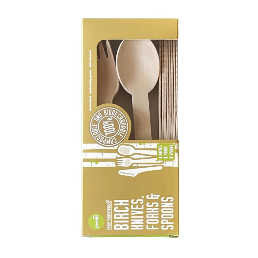 Greenlid Birch indpakket bestikpakke (pakke på 24)