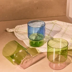 Grønt og pink drikkeglas - 400 ml