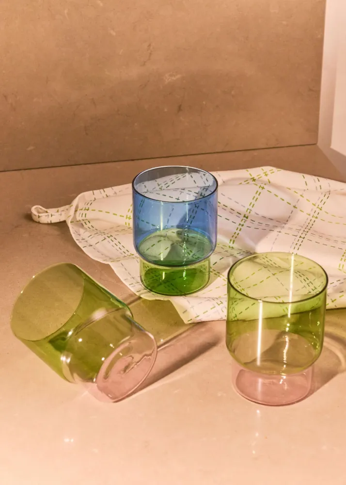 Grønt og pink drikkeglas - 400 ml