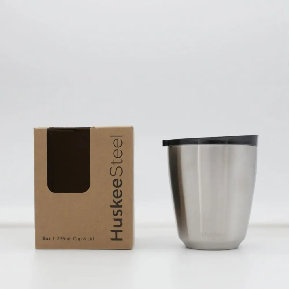 Huskee Stål krus 235 ml – holdbar kaffekop i børstet stål