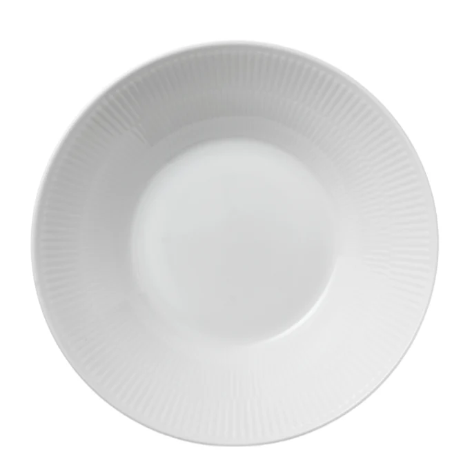 Hvid Riflet dyb tallerken - 24 cm.