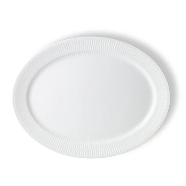 Hvid Riflet fad - 35 cm.