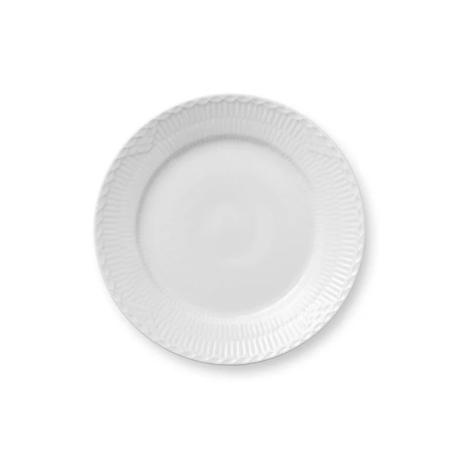 Hvid Riflet Halvblonde tallerken - Ø19 cm.