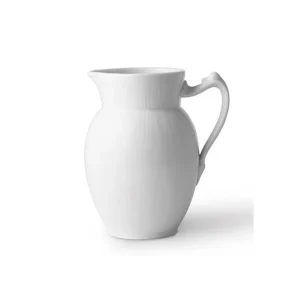 Hvid riflet kande - 38 cl.
