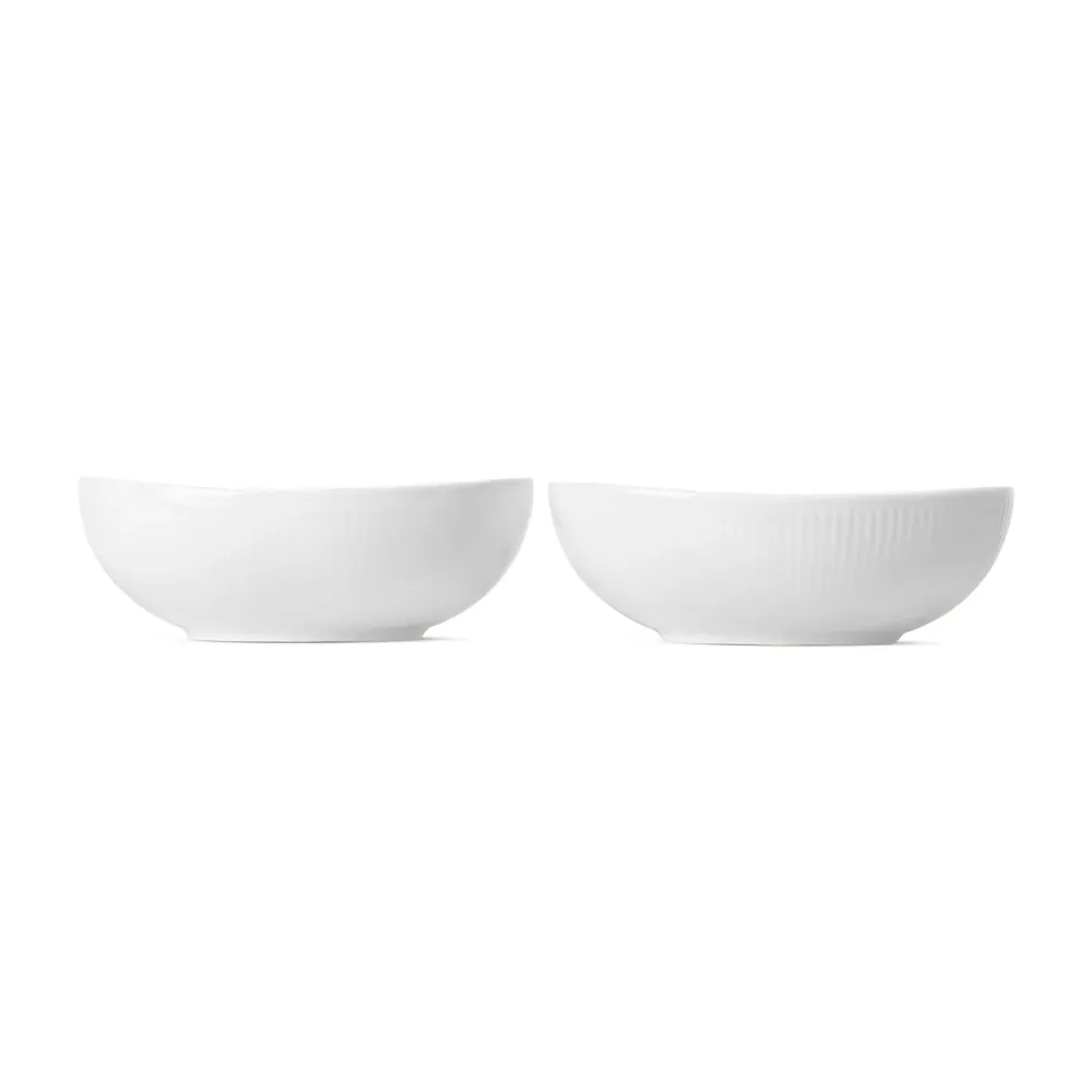 Hvid Riflet oval skål 2-pak - 37 cl.