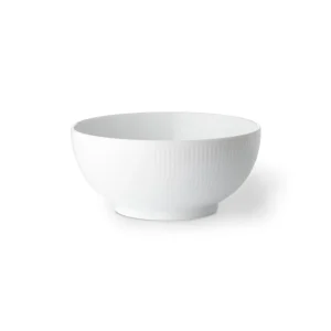 Hvid Riflet skål - 15 cm.