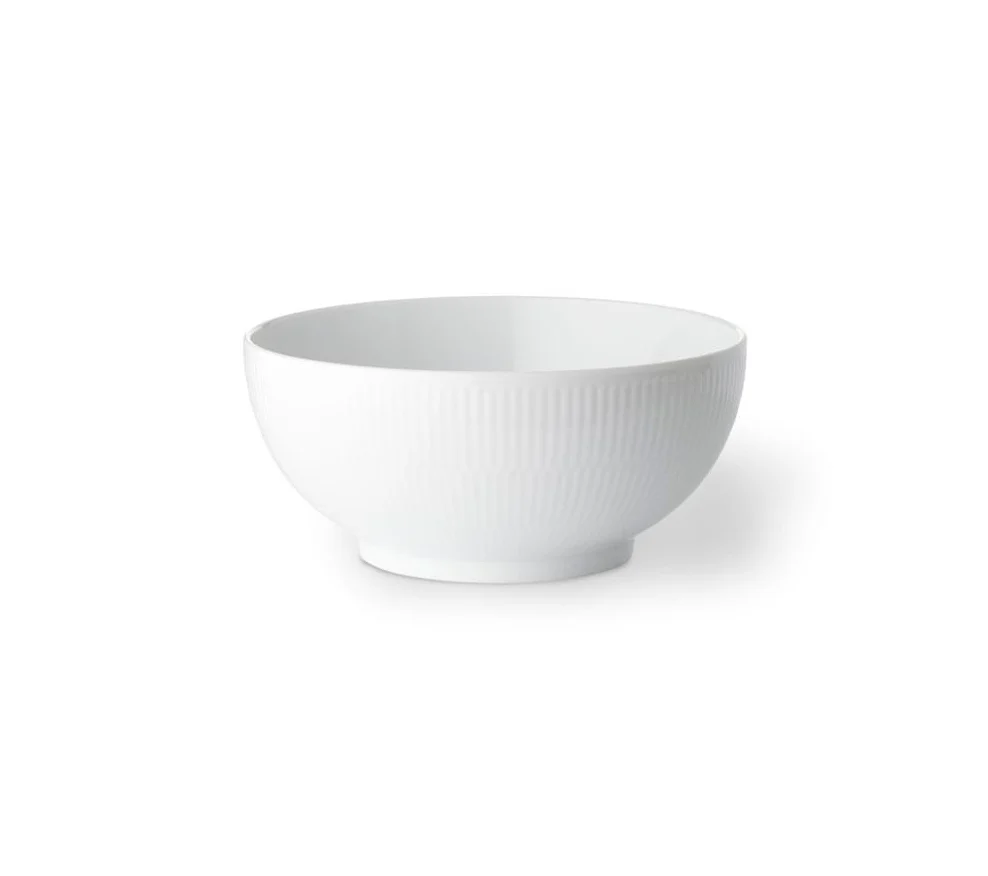 Hvid Riflet skål - 15 cm.