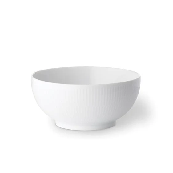 Hvid Riflet skål - 18 cm.