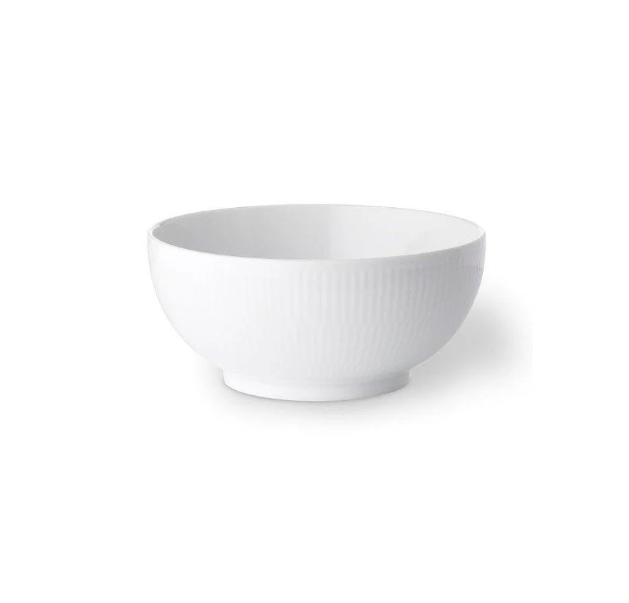 Hvid Riflet skål - 13 cm.