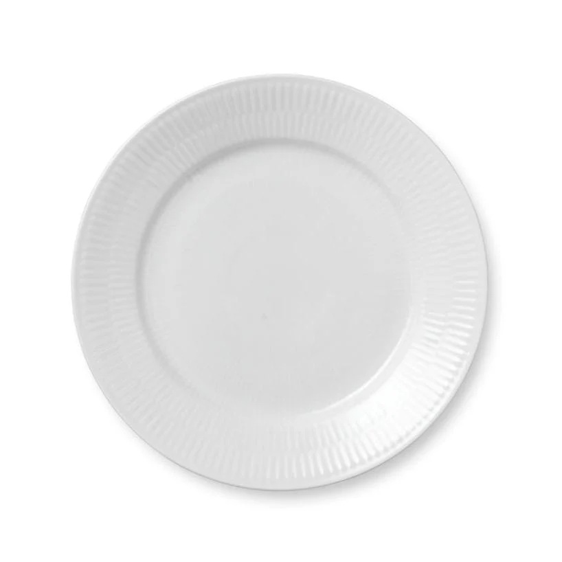 Hvid Riflet tallerken - 22 cm.
