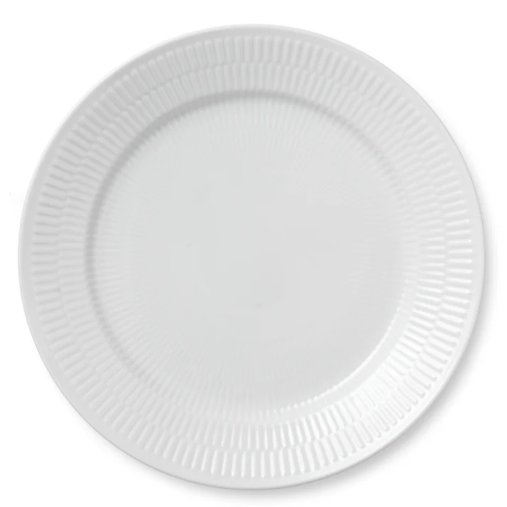 Hvid Riflet tallerken - 27 cm.