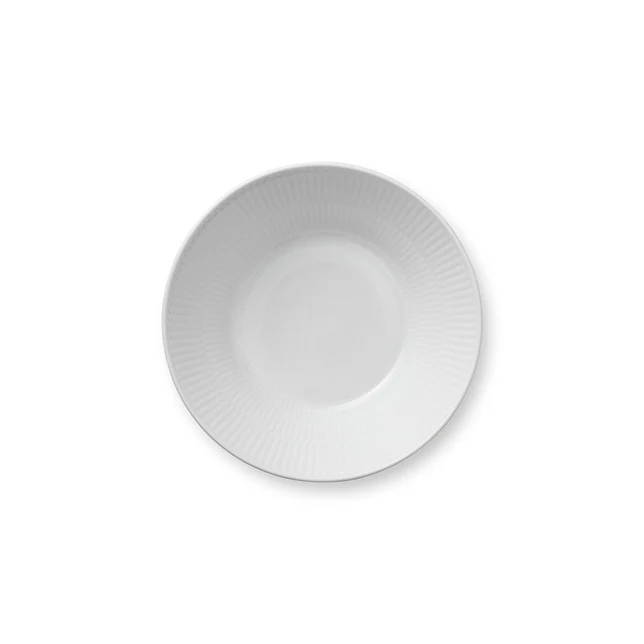 Hvid Riflet tallerken, dyb - 17 cm.