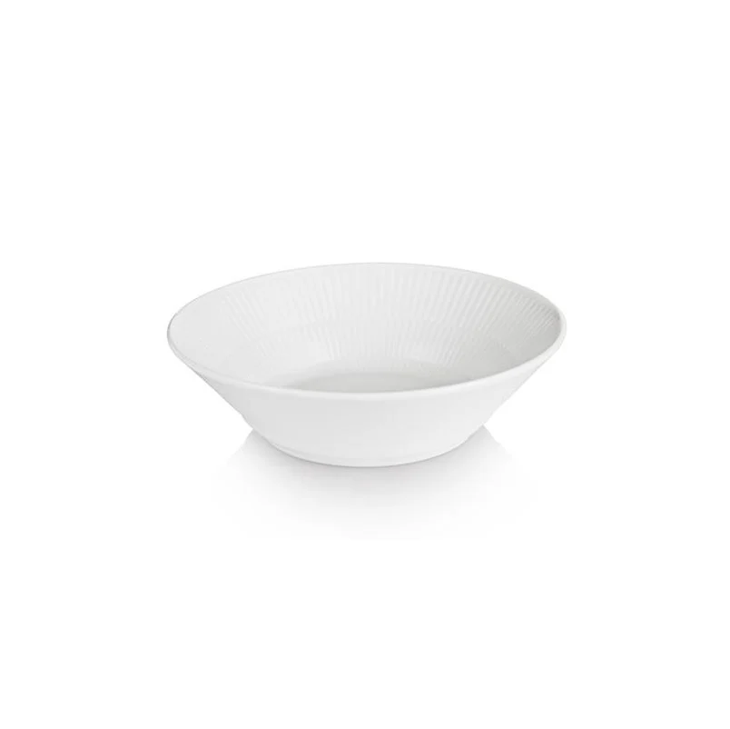 Hvid Riflet tallerken, dyb - 17 cm.