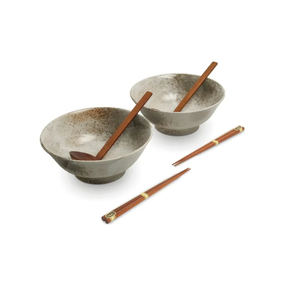 Japansk ramen skålsæt, 6 dele, komplet til 2 personer - Hikari Ø21 cm.