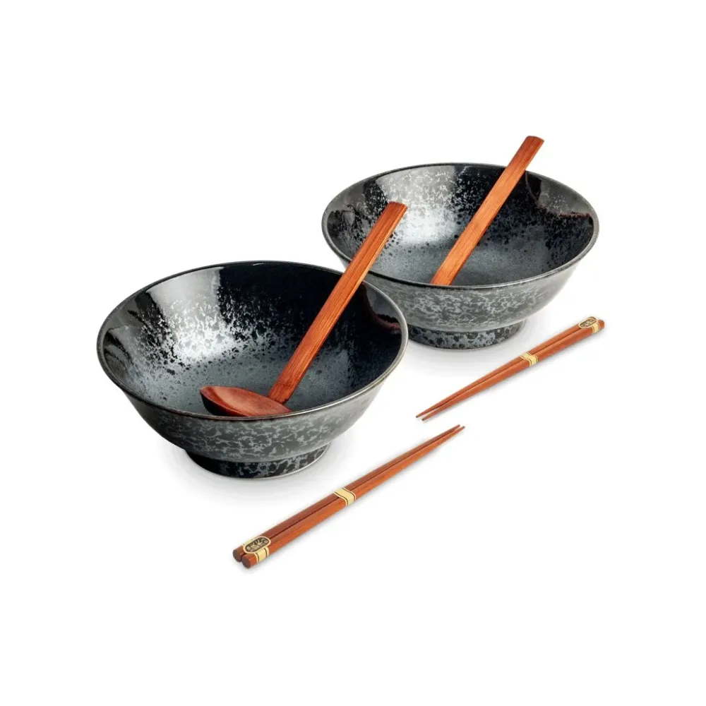 Japansk ramen skålsæt, 6 dele, komplet til 2 personer - Koge Ø21 cm