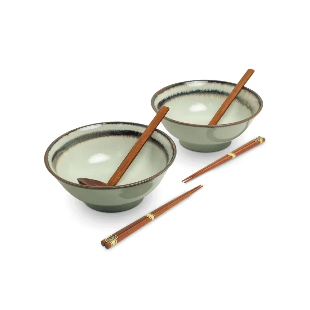 Japansk ramen skålsæt, 6 dele, komplet til 2 personer - Wasabi Ø21 cm