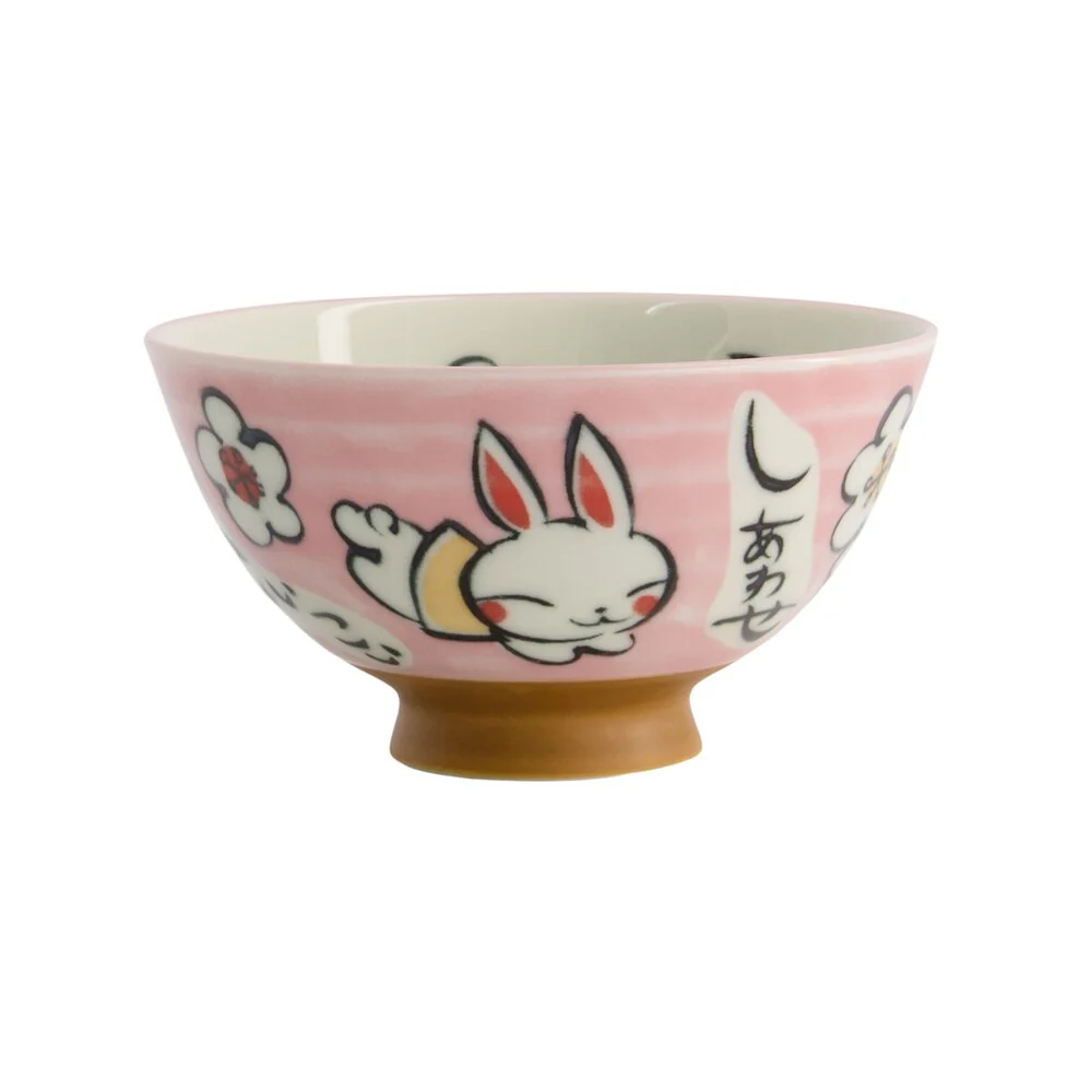 Kawaii Rabbit Rice skål, pink - 300 ml.