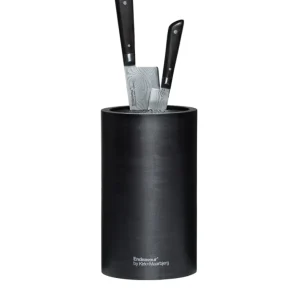 Knivblok i bambus, sort - H: 26 cm.