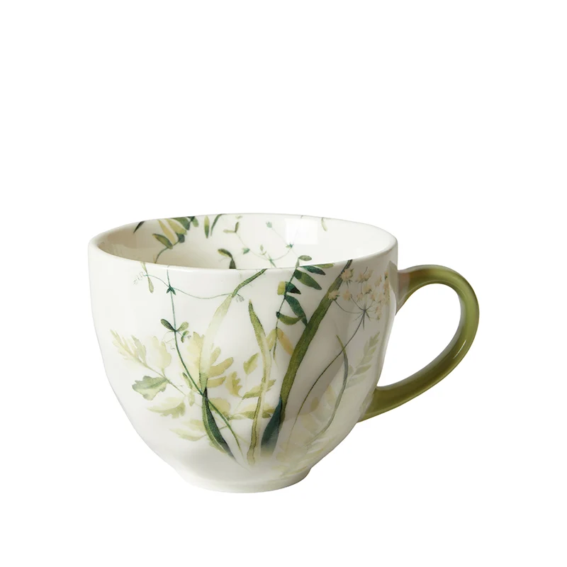 Krus Flora 48 cl. benporcelæn grøn